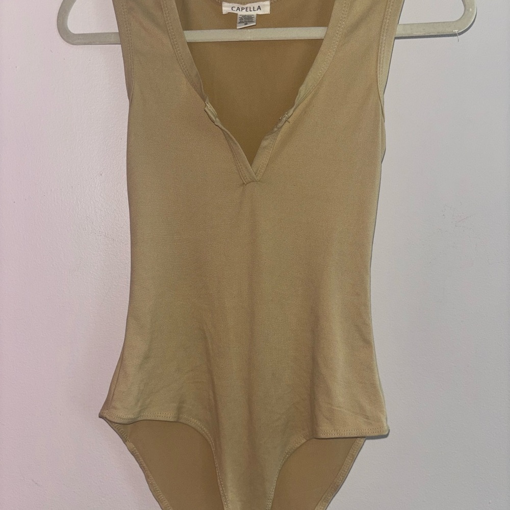 Capella V-Neck Tan Bodysuit